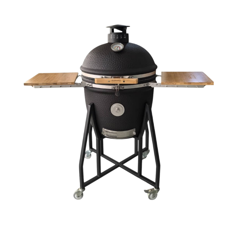 Kamado Madness Premium 22″ roštilj – sprijeda otvorene police