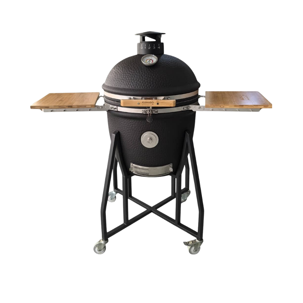 Kamado Madness Premium 22″ roštilj – MAX SET sprijeda otvorene police